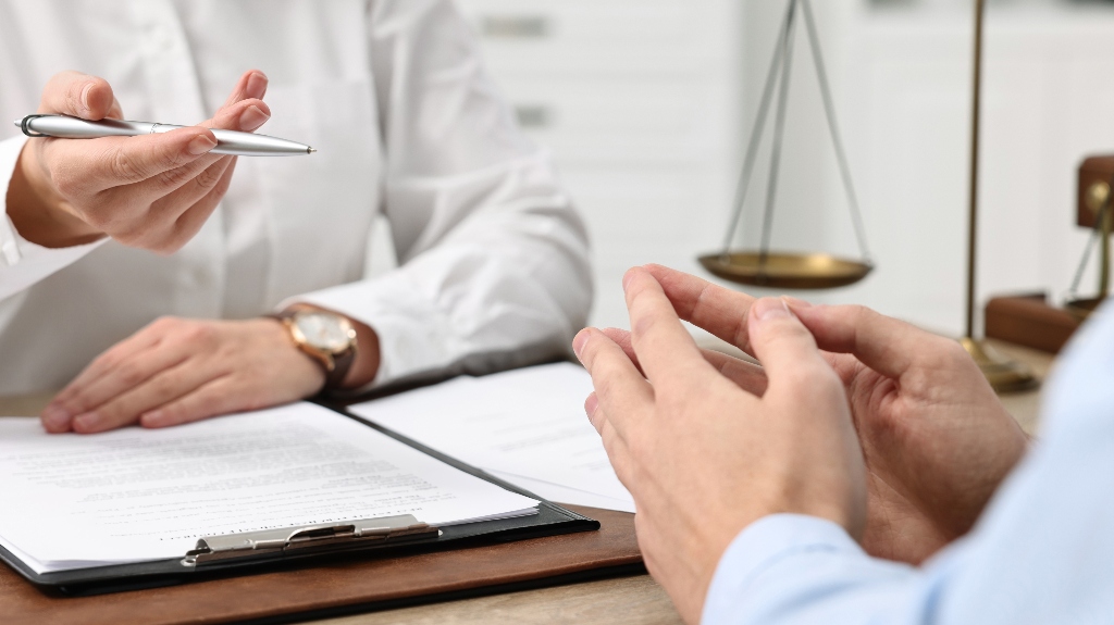 Client is consulting with lawyer