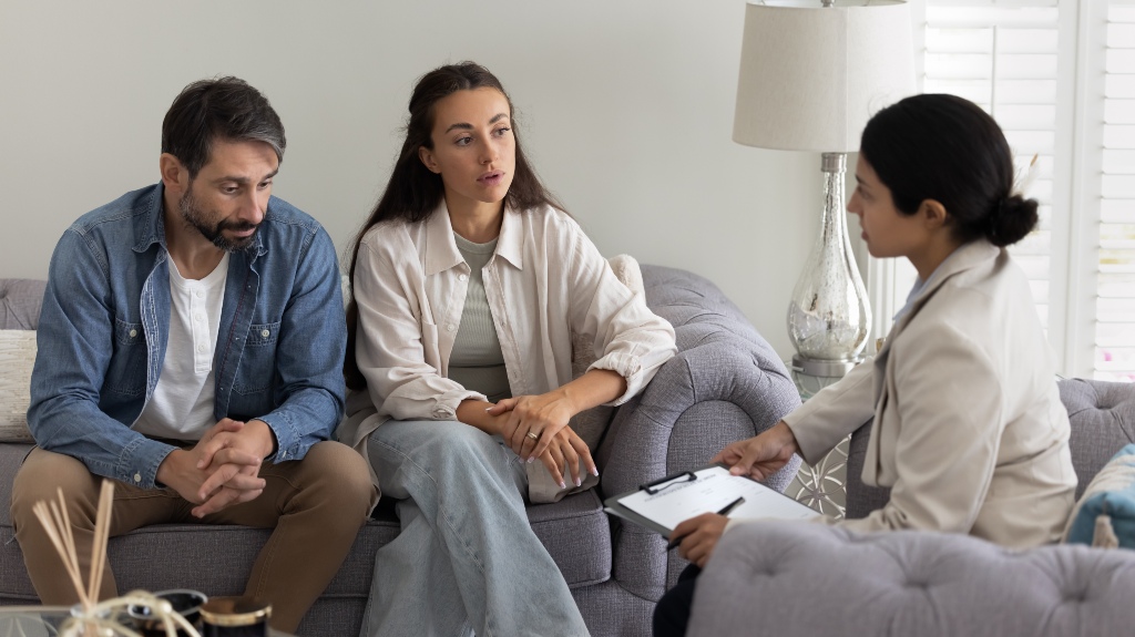 Couple expresses relationships issues during visit with professional marriage and family lawyer