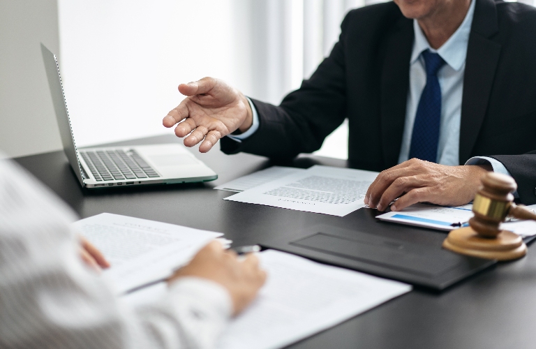 Lawyer is consulting client